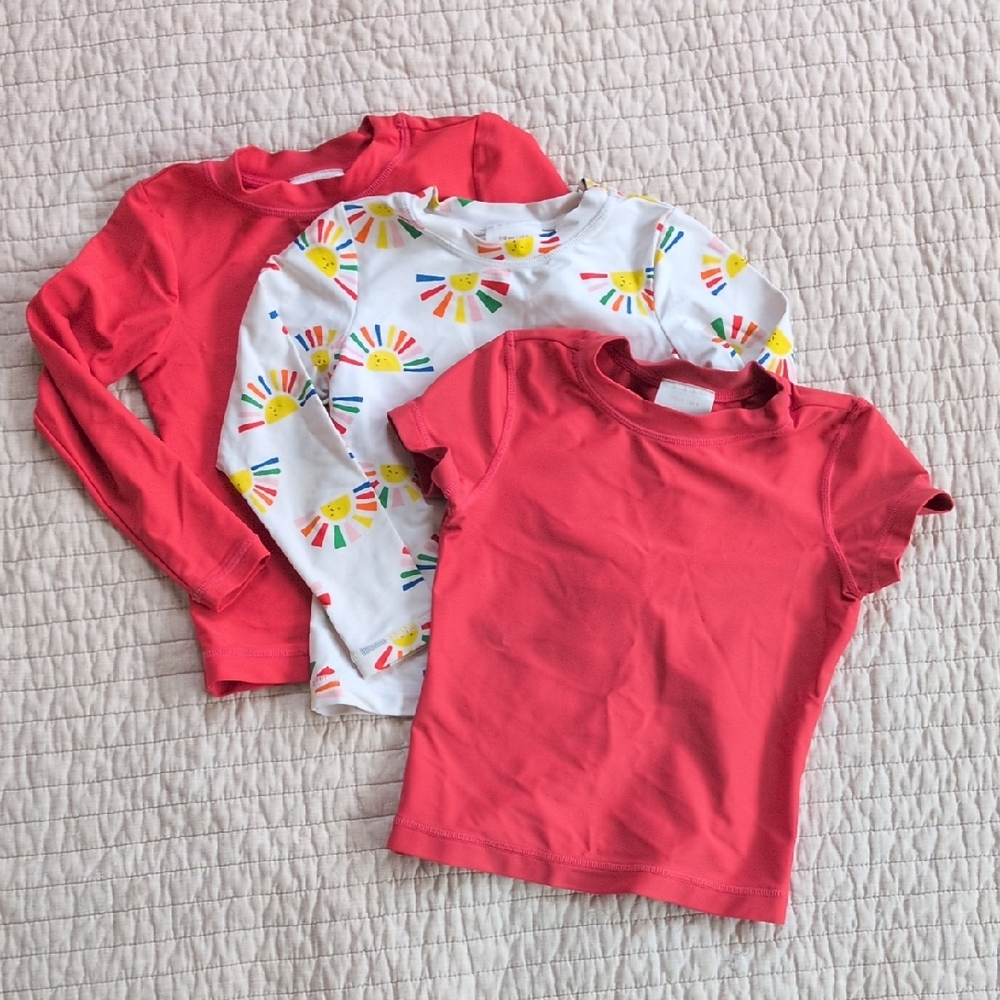 Hanna Andersson Red and White Kids Rashguard Tops - Sun Print